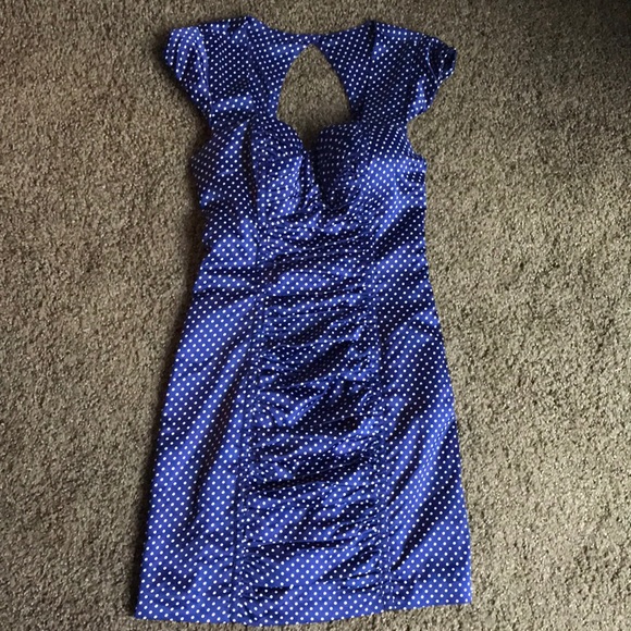 Guess Dresses & Skirts - Guess blue white polka dot satin cocktail dress